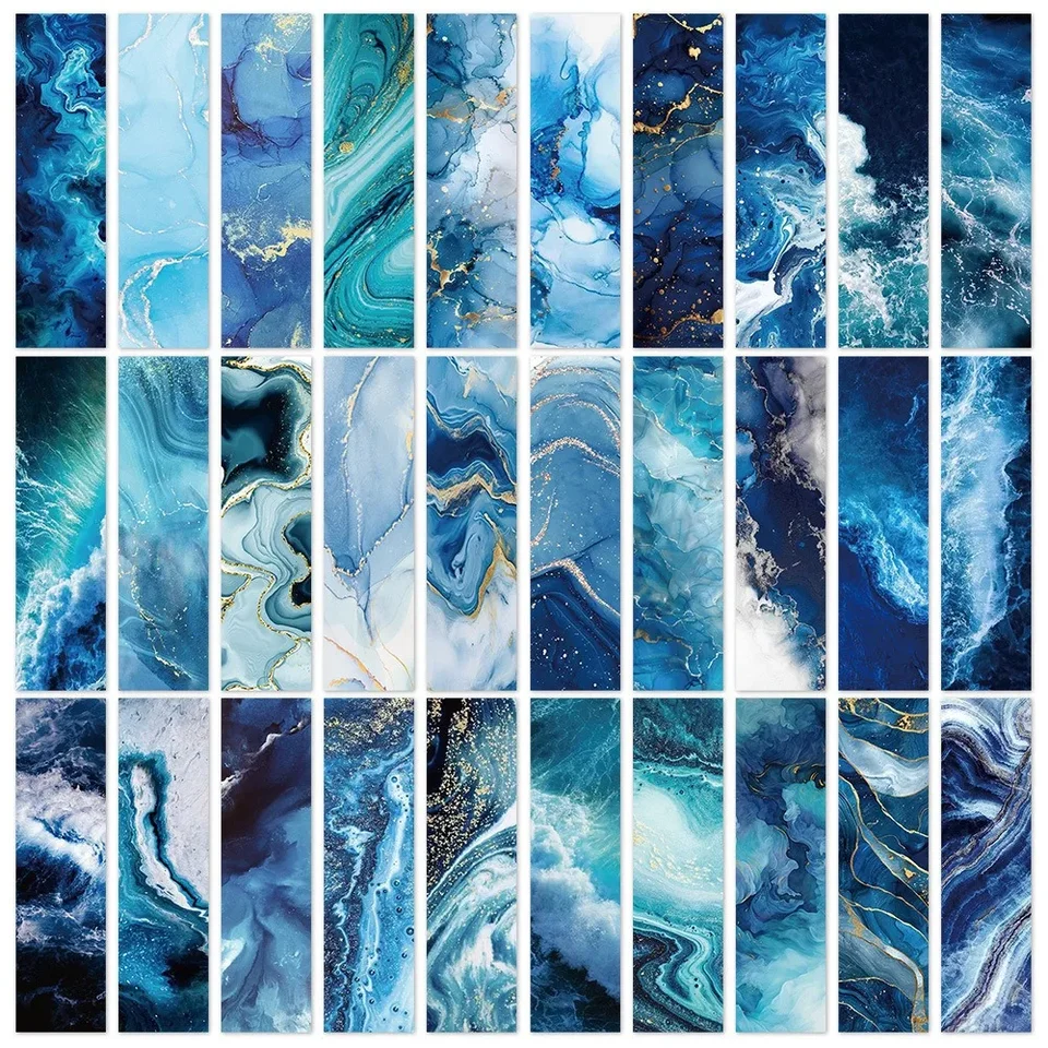 30pcs Minimalistický modrý oceán záložky na čítanie stránky kniha Značky Dekoratívne materiály Študentské kancelárske potreby Detské darčeky Darčeky