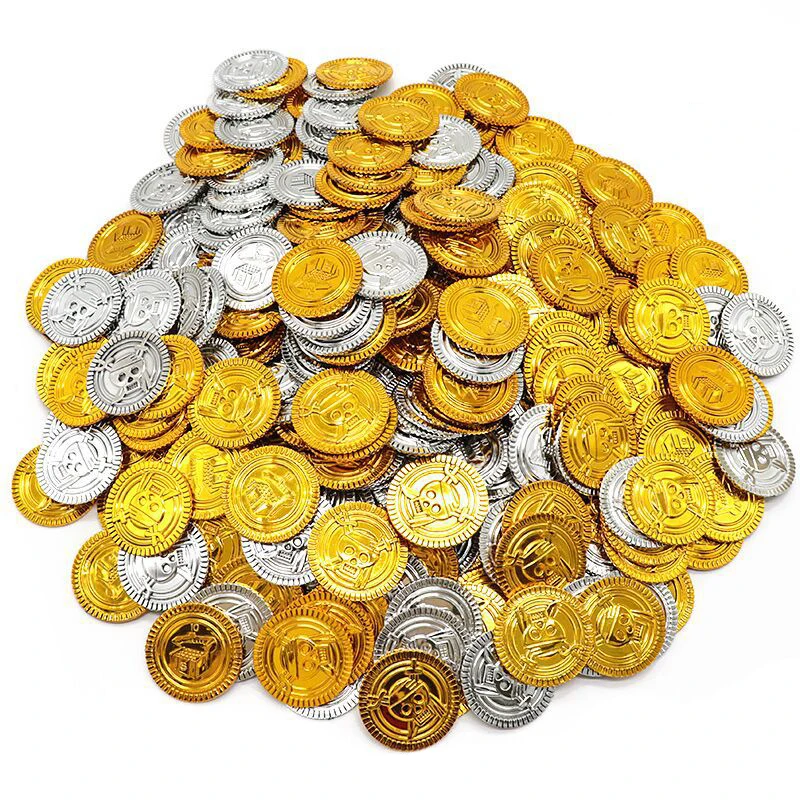 30pcs plastové pirátske mince pirátske poklady lovy hunt halloween uprednostňované večierky dodávky Juegos divertidos para fiestas