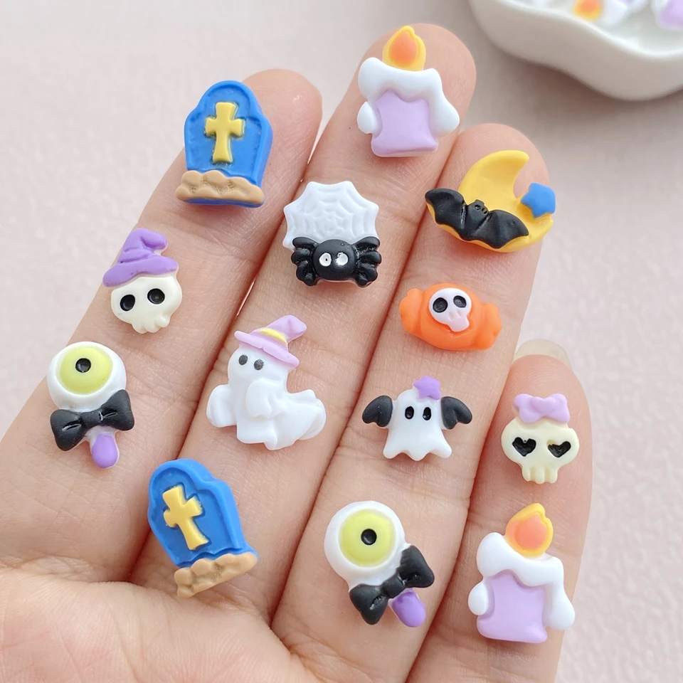 30pcs zmiešaný nechtový umelecký živica karikatúra Halloween Series Charms Smienky