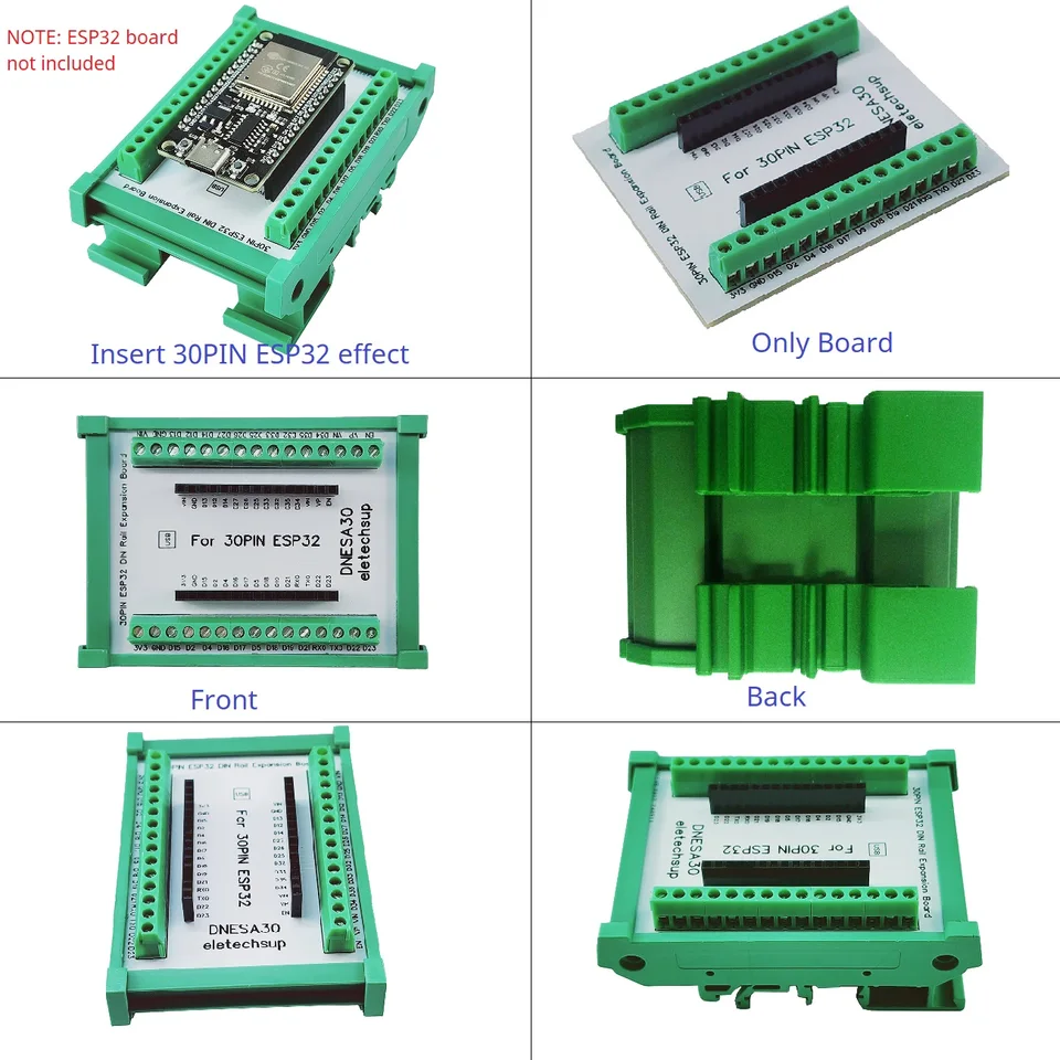 30pin ESP32 Devkit V1 DIN Rail Expansion Board 3.96 Modul Terminálového skrutkového blokového bloku pre Bluetooth WiFi IOT Ethernet