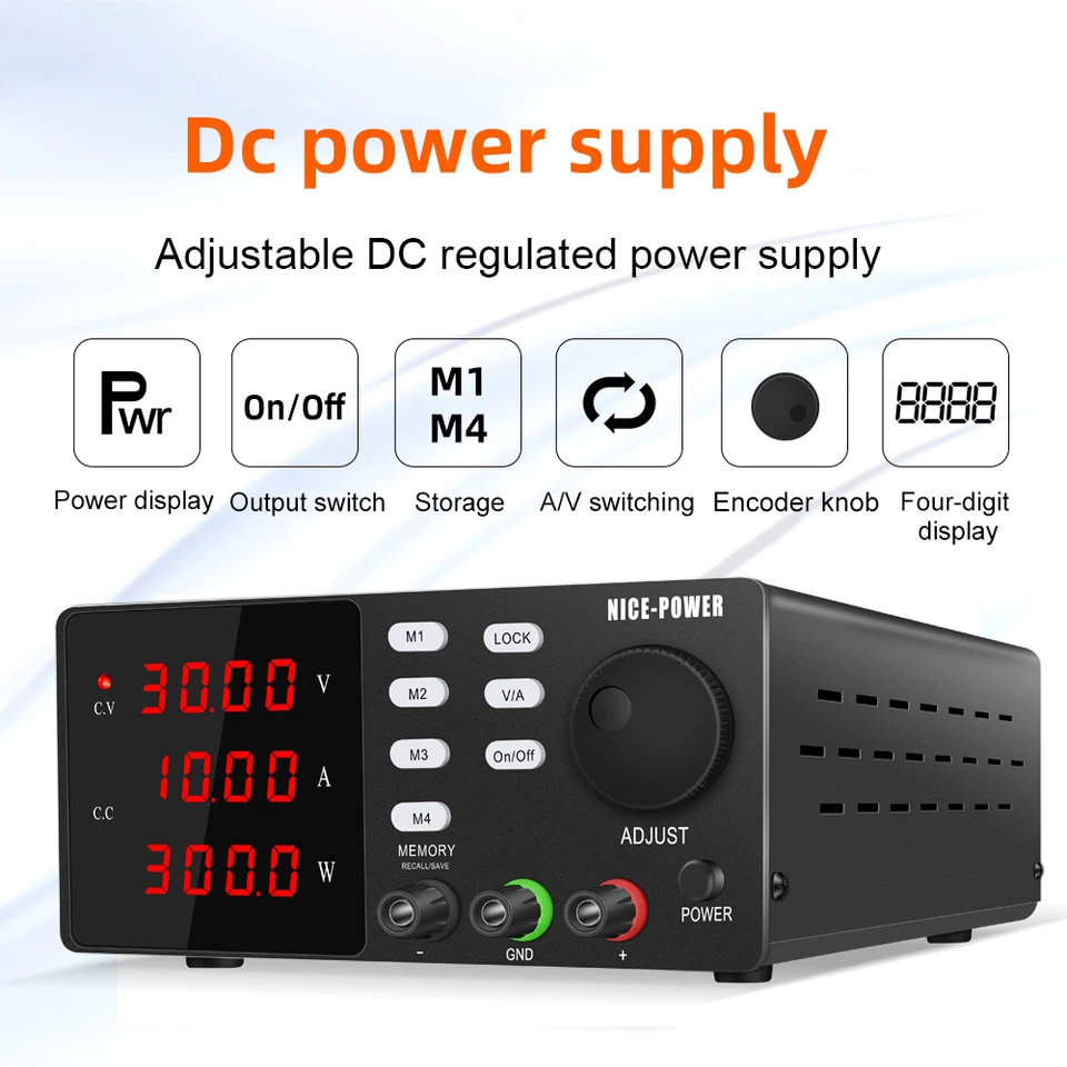 30V 10A DC Programovateľné napájacie napájanie 4 Set Storage Funkcia LAB nastaviteľná LED LED 12V 200V 300V Regulátorový lavičkový zdroj na opravu