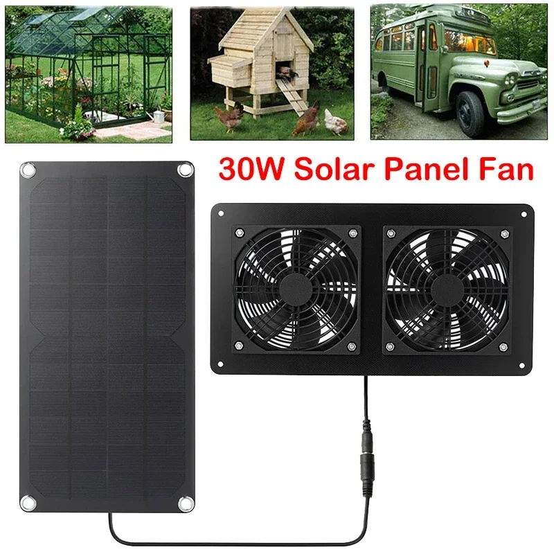 30W 12V Solárny výfukový ventilátor 6 palcov Mini ventilátor Solárny panel Vzduchový extraktor pre psa kuracie dom RV Greenhouse ventilátor
