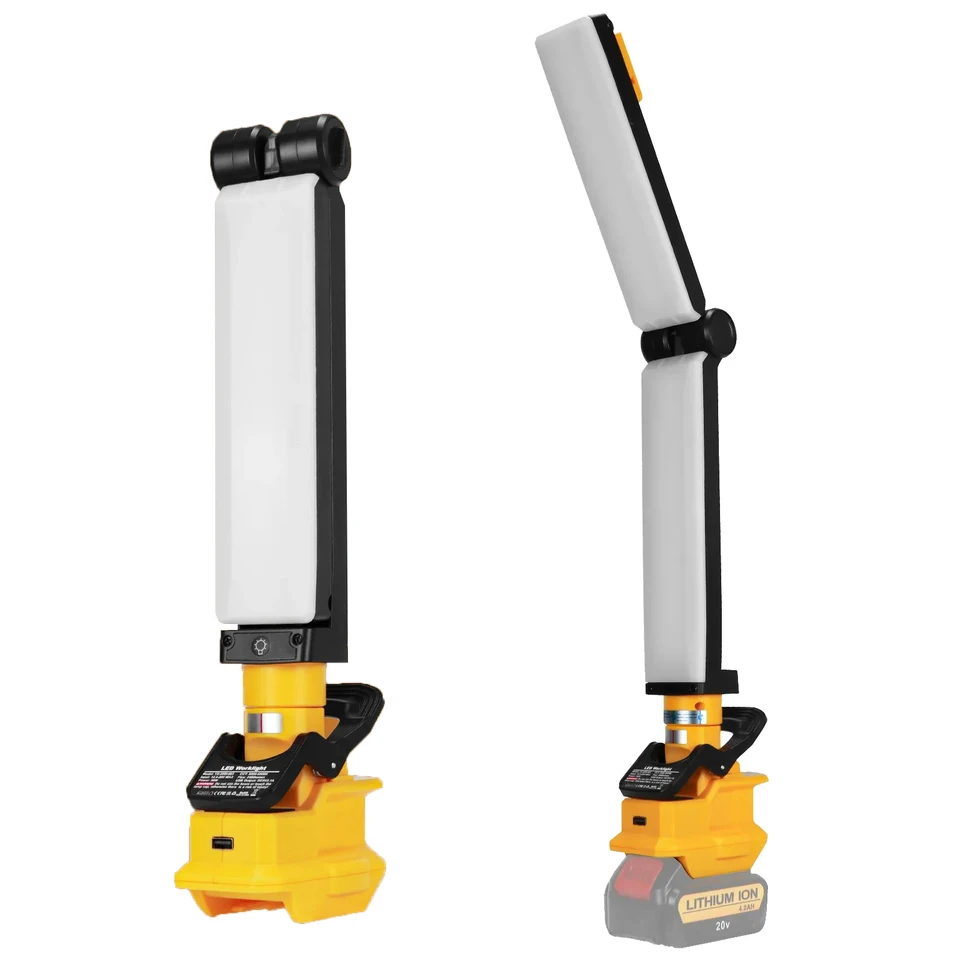 30W 2400lm LED pracovné LED pracovné svetlo Skladacie lampa Prenosné kempingové svetlo vonkajšia baterka pre Dewalt 18V 20V Li-ion batéria