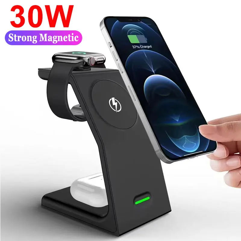 30W 3 v 1 Magnetic Wireless Stand pre iPhone 15 14 13 12 Pro Max Apple Watch Iwatch 8 7 6 AirPods Rýchle nabíjacie stanice