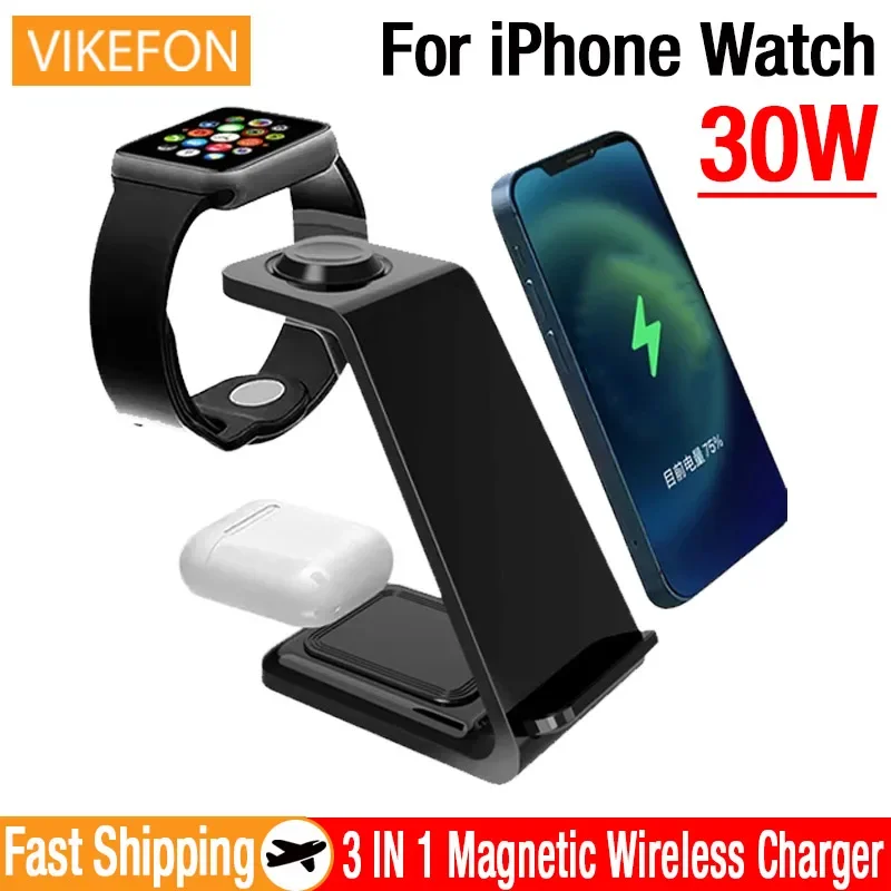 30W 3 v 1 stojan na bezdrôtové nabíjačky pre iPhone 15 14 13 12 11 Pro Max x 8 xs Iwatch 8 7 6