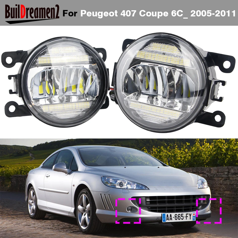 30W H11 predný nárazník LED hmlové svetlo LED svetlo s dennou behovou lampou DRL 1 pár pre Peugeot 407 Coupe 6c_ 2005-2011