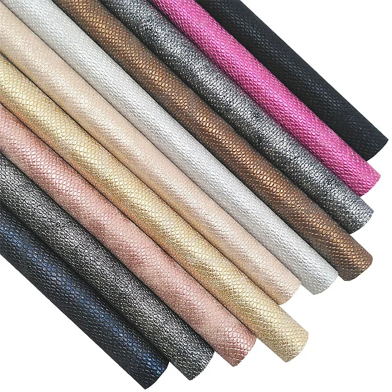 30x134cm Metallic Snake Embossed Syntetická kožená faux kožená vinylová tkanina PU kožené remeselné remeselníky DIY luky náušnice HQ168