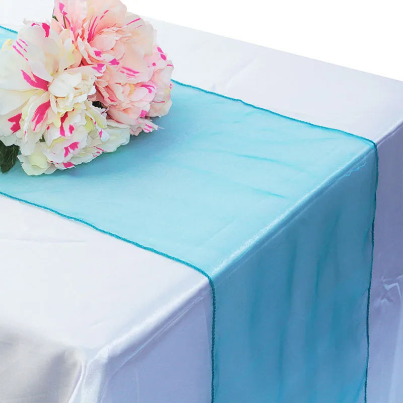 30x275cm Orange Organza Table Runner Svadobný šedozelený dekor obrus úzky mäkký večere vlajka modrá narodeninová oslava dekorácia