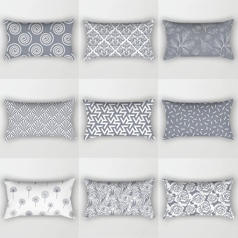 30x50 cm šedý geometrický vzor polyesteru vankúš na kryt listovej hviezdy Pattwork pruh