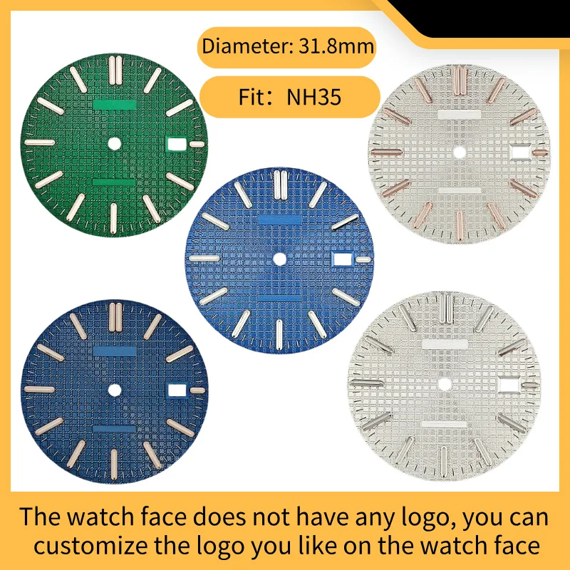31,8 mm single Calendar Super Green Glow In The Dark Watch Dial Fit NH Series 35 Montáž s voliteľnými dielmi hodiniek ruky