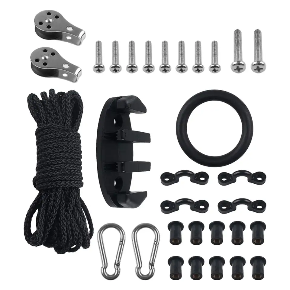 31 kusov Marine Kajak Canoe Trolley Kit, 9m lana hardvéru Zig Zag Cleat Boat Adsessory pre rybárske lode