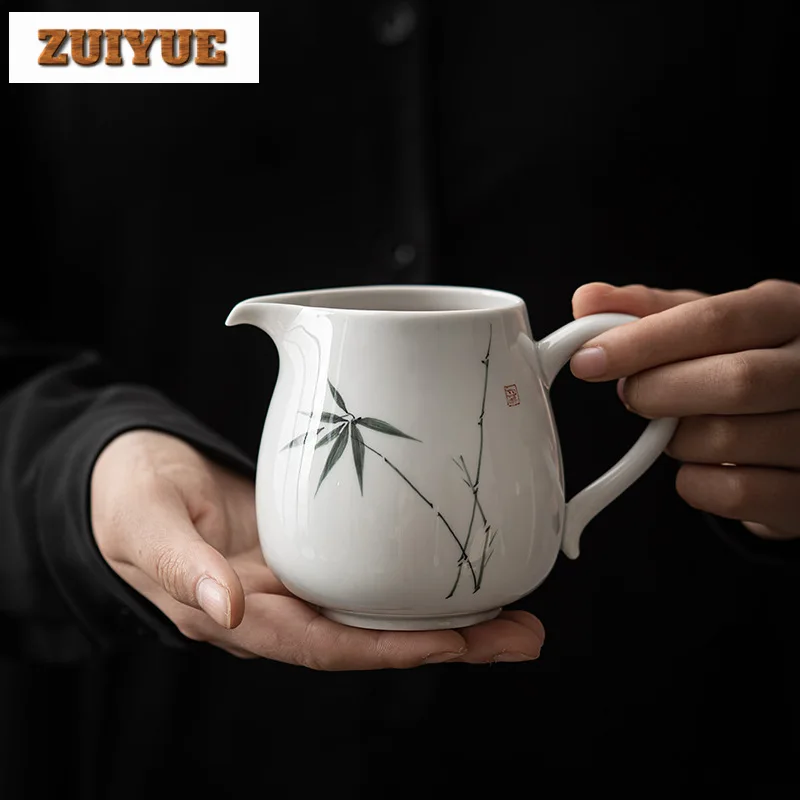 310 ml čistý ručne maľovaný bambusový čajový džbán Boutique Biely porcelán Cha Hai Justice Cup Flower Tea Chinese Tea Set Príslušenstvo