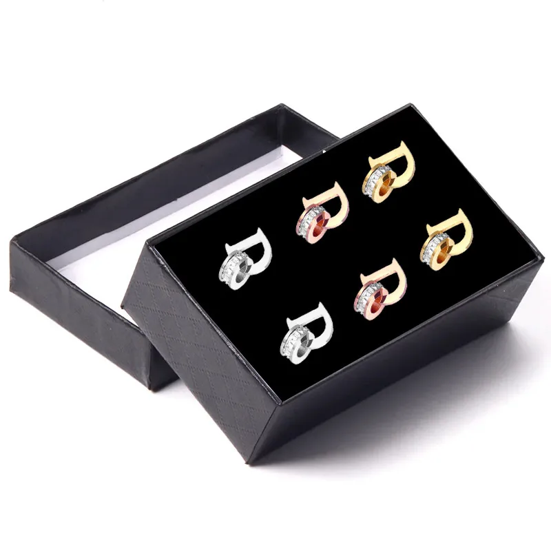 316L z nehrdzavejúcej ocele D-Letter Square Crystal Oversile Creative Simple Dievča Zlatá žena náušnice
