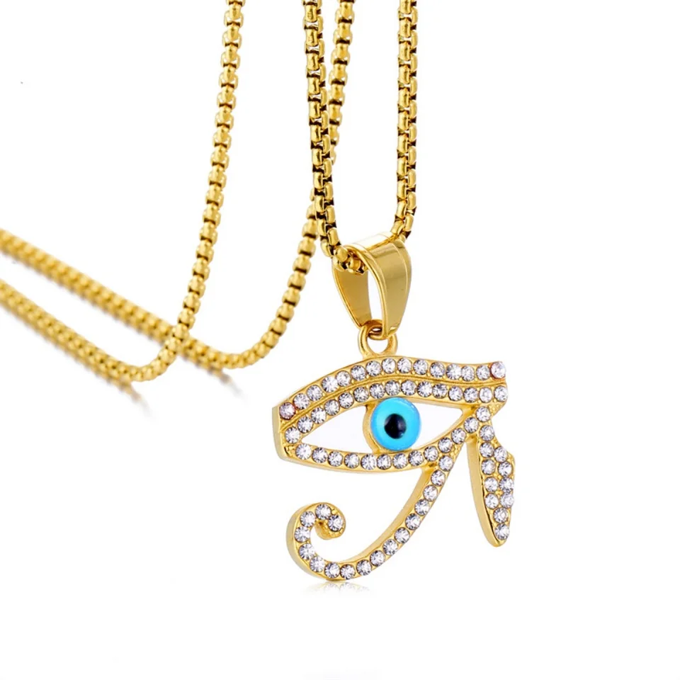 316L z nehrdzavejúcej ocele Egyptské modré oči retiazky Náhrdelníky Ženy Muži Vyhlásenie Mytológia Eye of Ra Horus Symbol Nurdere šperky