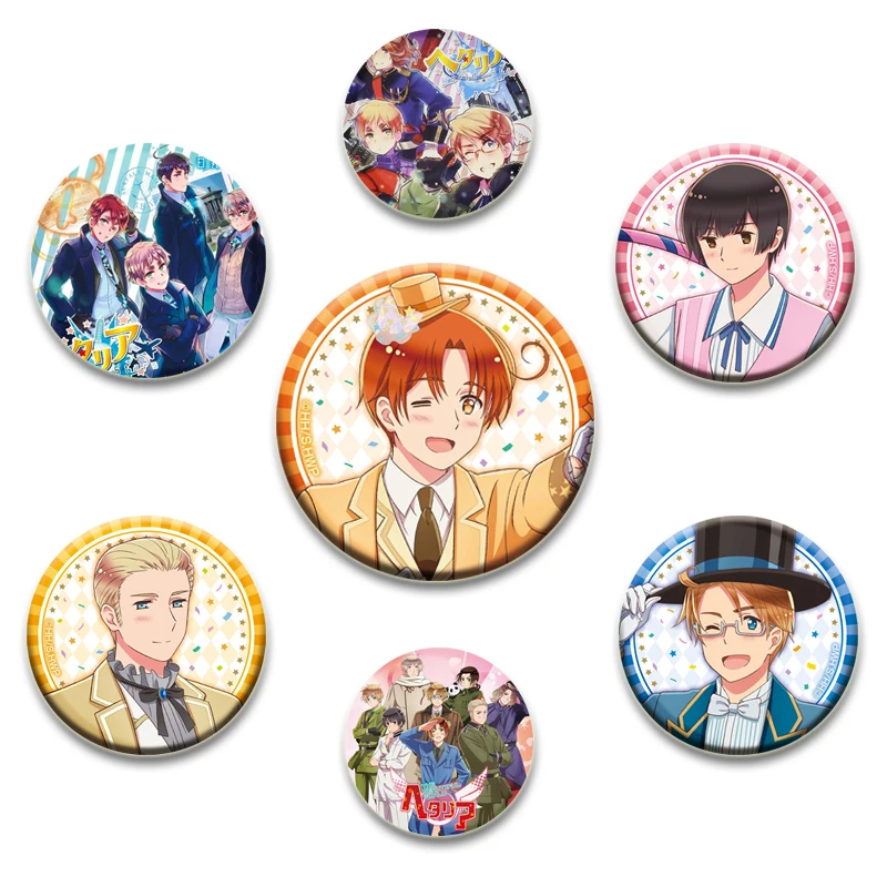 32/44/58 mm anime hetalia svetové hviezdy ručne vyrábané okrúhle brošň