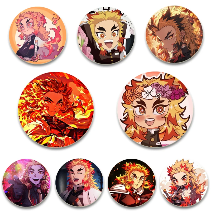 32/44/58 mm anime Rengoku Kyoujurou Creative Tinplate Plast Pins Button Brošge Odznak pre darčeky šperkov na batoh