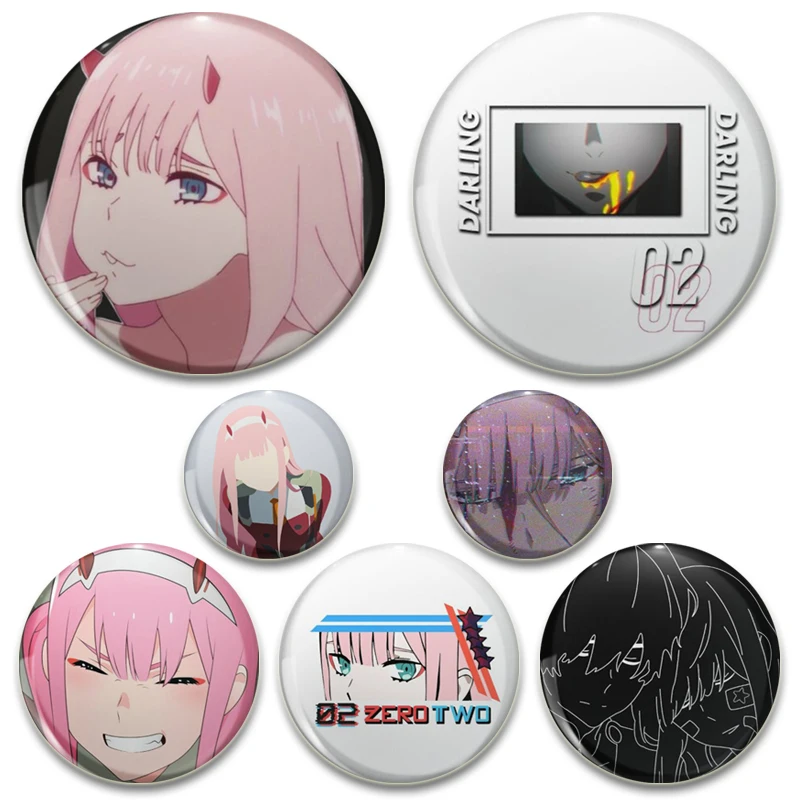 32/44/58 mm nula Dar Darling in the Franxx Soft Button Pins Funny Cartoon Brošes