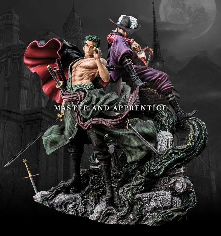32 cm Anime Obrázok Jeden kus Ronoa Zoro Master a Apprentice Sauron Mihawk Luffy PVC Action Collection Model pre darček