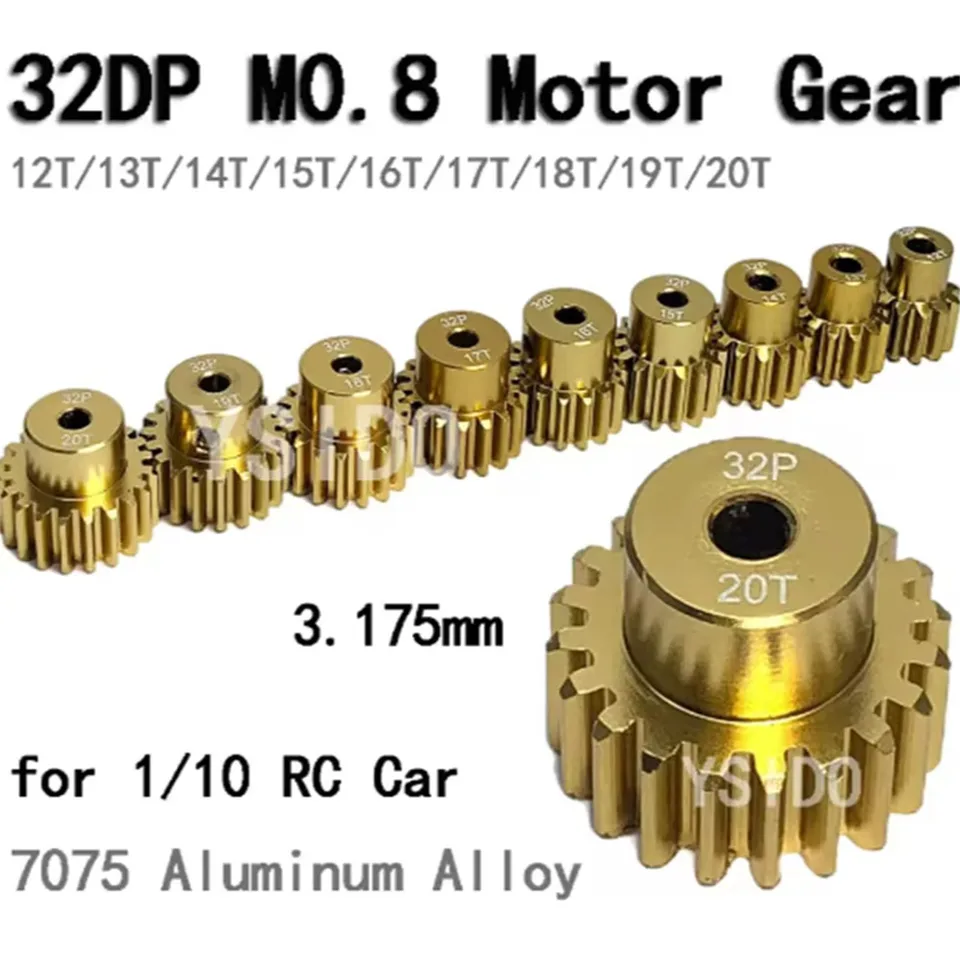 32 dp M0,8 3,175 mm 12t 13t 14t 15t 16t 17t 18t 19t Pastoročný prevodový stupeň pre Traxxas 1/10 RC CAR TRACK BRUSHED MOTOR bez kefy