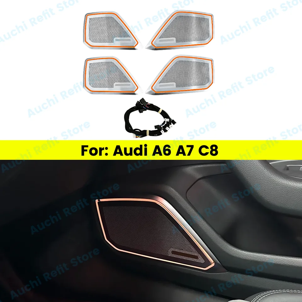 32 Farby kryt reproduktora LED Auto pre Audi A6 A7 C8 RS6 RS7 Automatické dvere RGB ROGN Cover Ozdobné lampa Okolité svetlo upravené diely