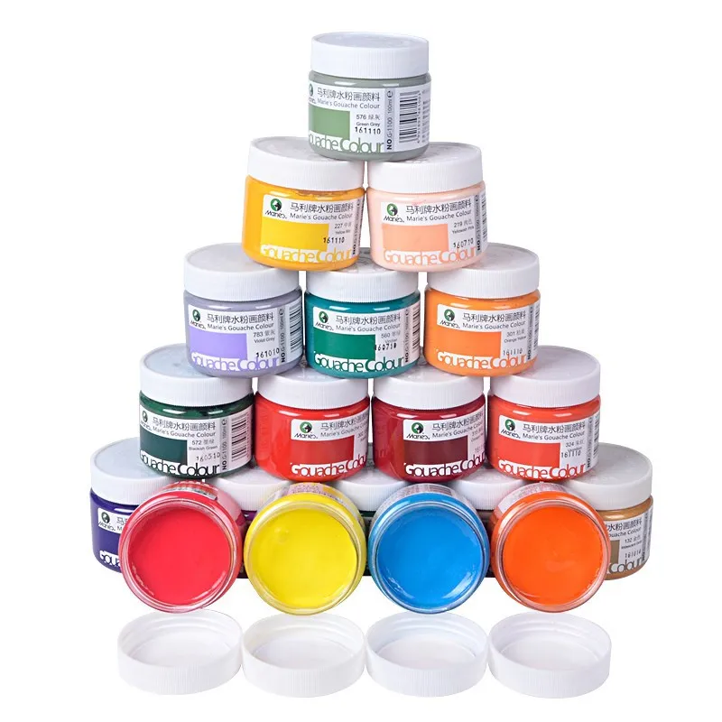 32-farebná Gouache Paint Set 100 ml Študent Creative Painting Farba Farba Chúžová adhézia Silná suchá a mokrá kombinácia