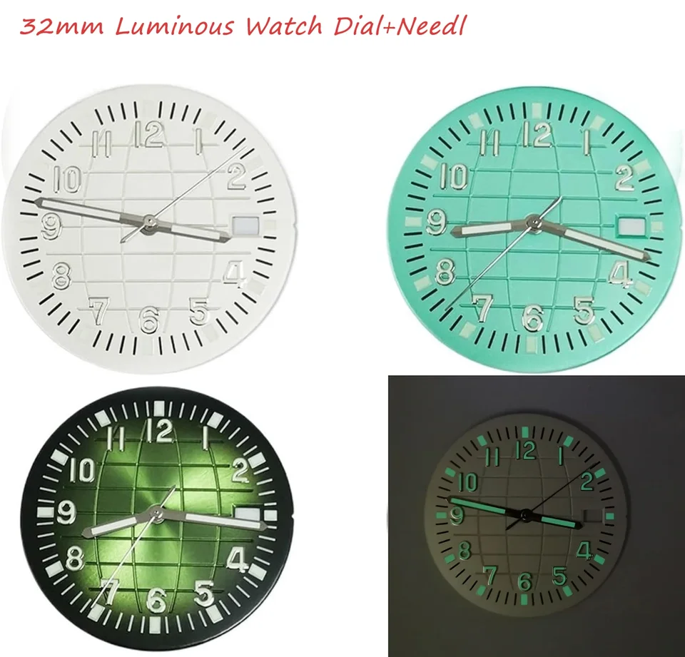 32 mm Luminous Watch Dial Plaid Plaid Plaid Pohyb Pohyb diel Výmena hodiniek Sada hodiniek Príslušenstvo pre NH35/NH36/4R/7S
