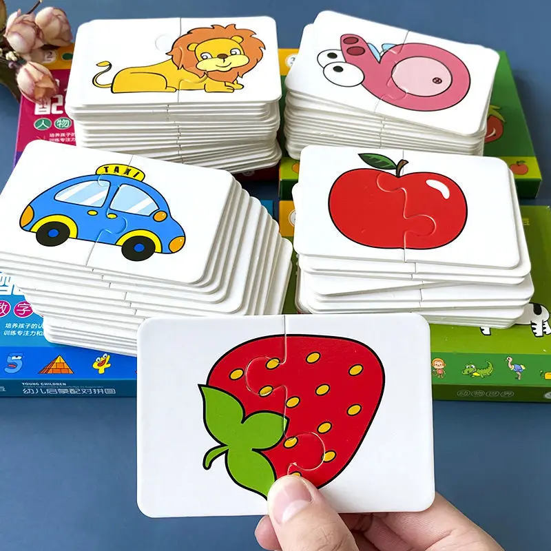 32 počítačov detská puzzle skoré učenie pre deti zvieratá zvieratá ovocné kamión Graf Card Skorého vzdelávania Karikatúra Cognitive Toy