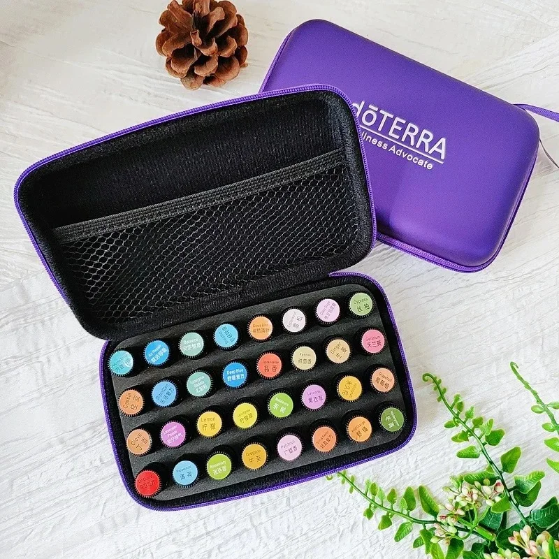32 Sloty éterický olej pre puzdro pre doterra 1-3 ml éterických olejov Fľaše SKLADOVANIE TAGE Ziplock Držiteľ držiaka na zavesenie organizátora