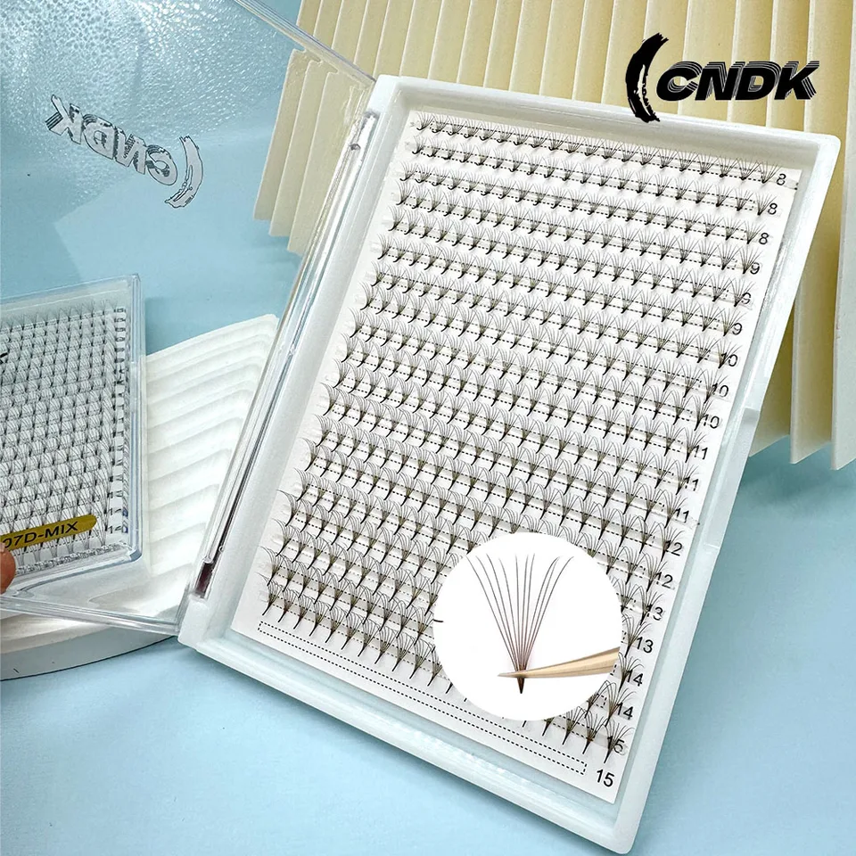 320fans farebné predpredajné ventilátory riasy 5d 6d ružová modrá Brown Premium Kórejská PBT Lash, Short STEM, C/D Curl, 8-15 mm, 5d 6d
