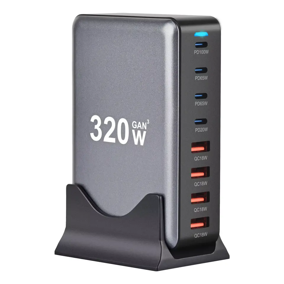 320W Gan Charger USB C Fast Desktop 8-port USB Typ C PD nabíjačka rýchly nabíjanie 3.0 USB Typ C Rýchla nabíjačka pre iPhone15 14 Samsung