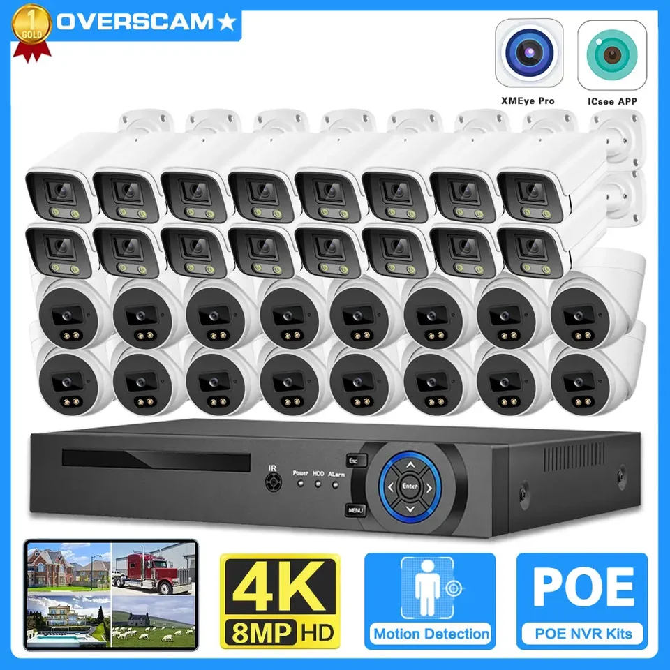32ch 4K bezpečnostný sledovací systém 8MP Poe Camera Sit Sit
