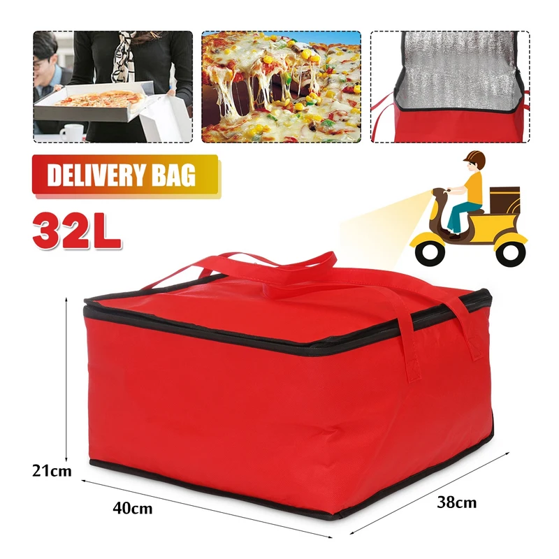 32L nepremokavá izolovaná taška na chladič vrecka Izolácia skladací piknik prenosné ľadové balenie potravinové tašky Thermal Bag Dodávka vrecko na pizzu