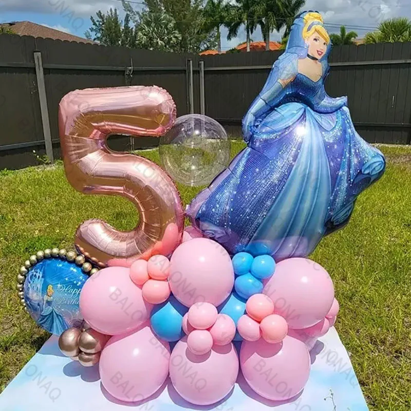 33ks Disney princezná narodeninová oslava dekorácia Popoluška téma globos ružové číslo balóny deti bábätko