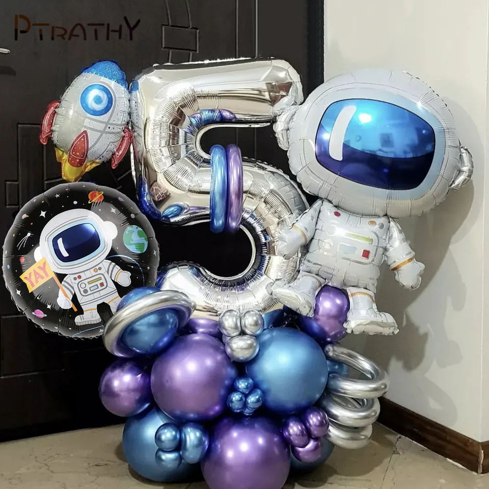 33ks vesmír Raket Astronaut Space Balloons Sety pre chlapca Galaxy Space téma pre deti narodeninové oslavy dekorácie bábätko