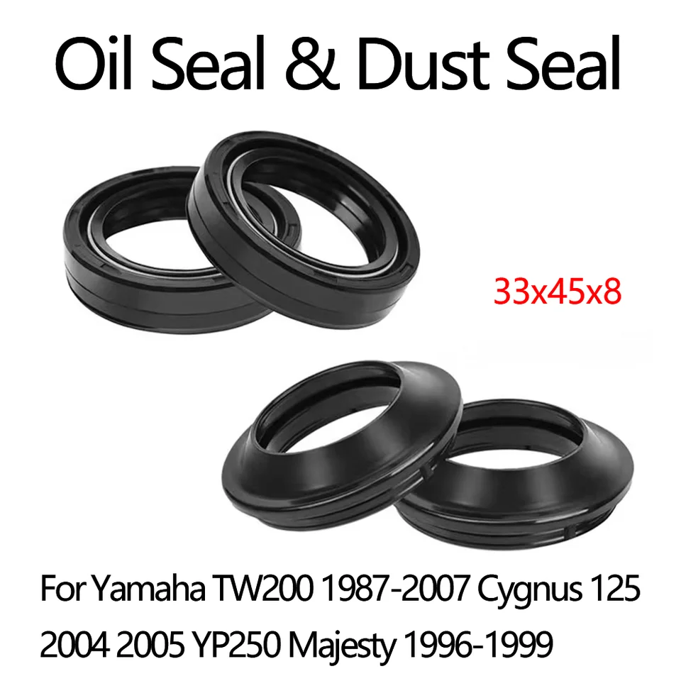 33x45x8 33 45 8 Oil Tesnenie a prachový kryt prednej vidlice pre Yamaha TW200 TW 200 1987-2007 Cygnus 125 04-05 YP250 YP 250 Majesty 96-99