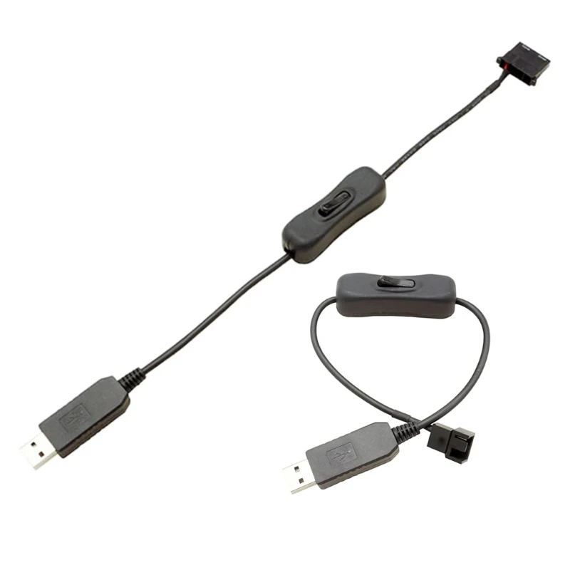 34 cm 4pin USB kábel 5V až 12 V Kábel ventilátora Ventilátora Ventilátora Ventilátora s vypnutím spínač prevodníka kábla kvapky
