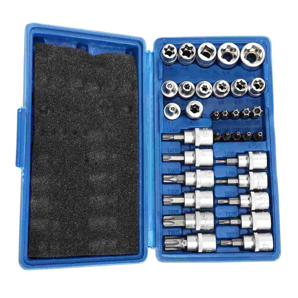 34 ks Bit Socket Wrench Set Star Drill Bits CAR Kov kovový krútiaci moment Chrome Vanadium Steel External Kit