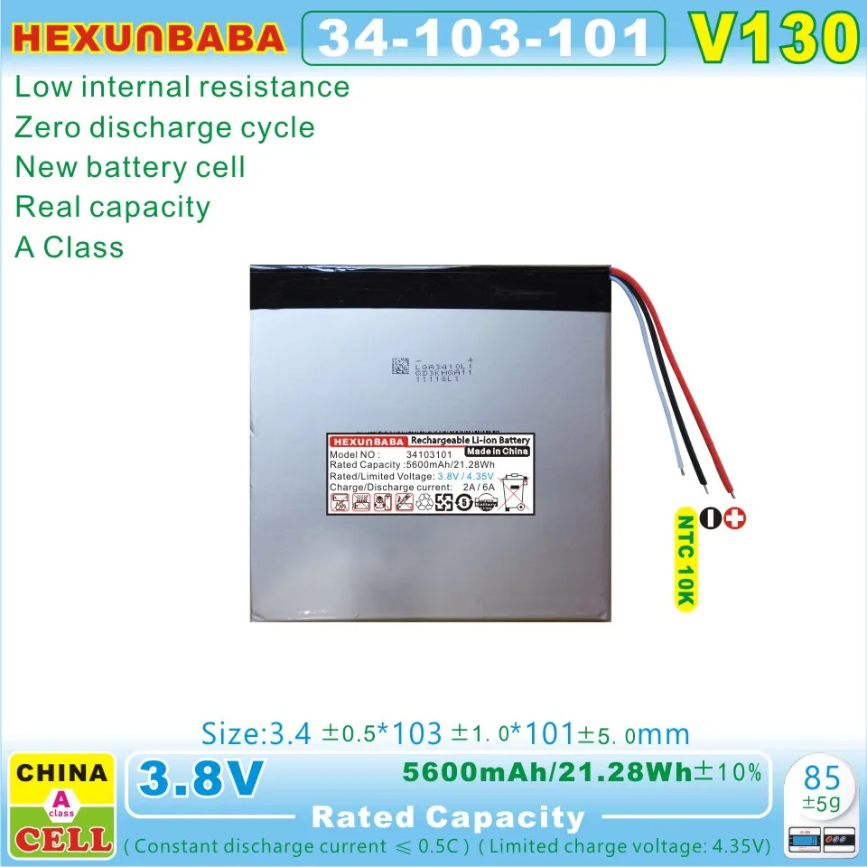 34103101 3,8 V 5600MAH NTC; Polymér Li-ion batéria pre tablet PC Acer Chuwi Teclast Cube Lenovo Headwolf Ezbook V130 V130