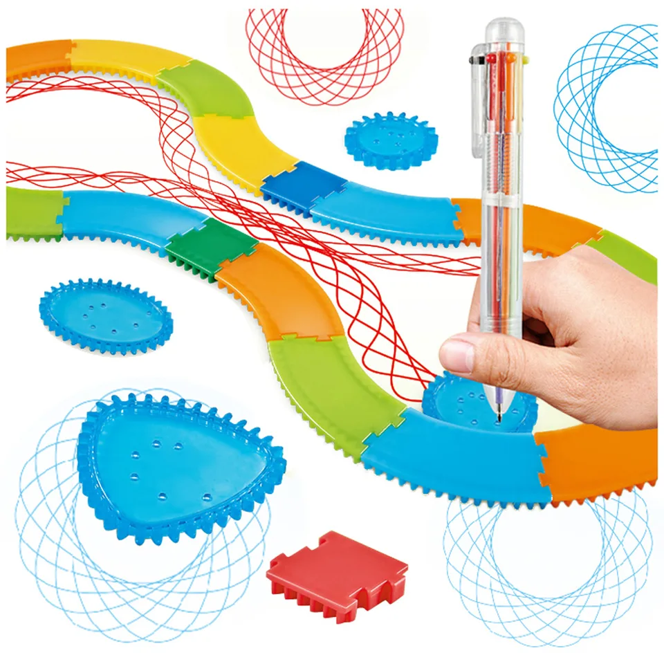 34ks Simple Creative Art Sets Detská umelecká maľba pravítka Model Model Vzdelávacie hračky Kreslenie Magic Flower Relaler Sety