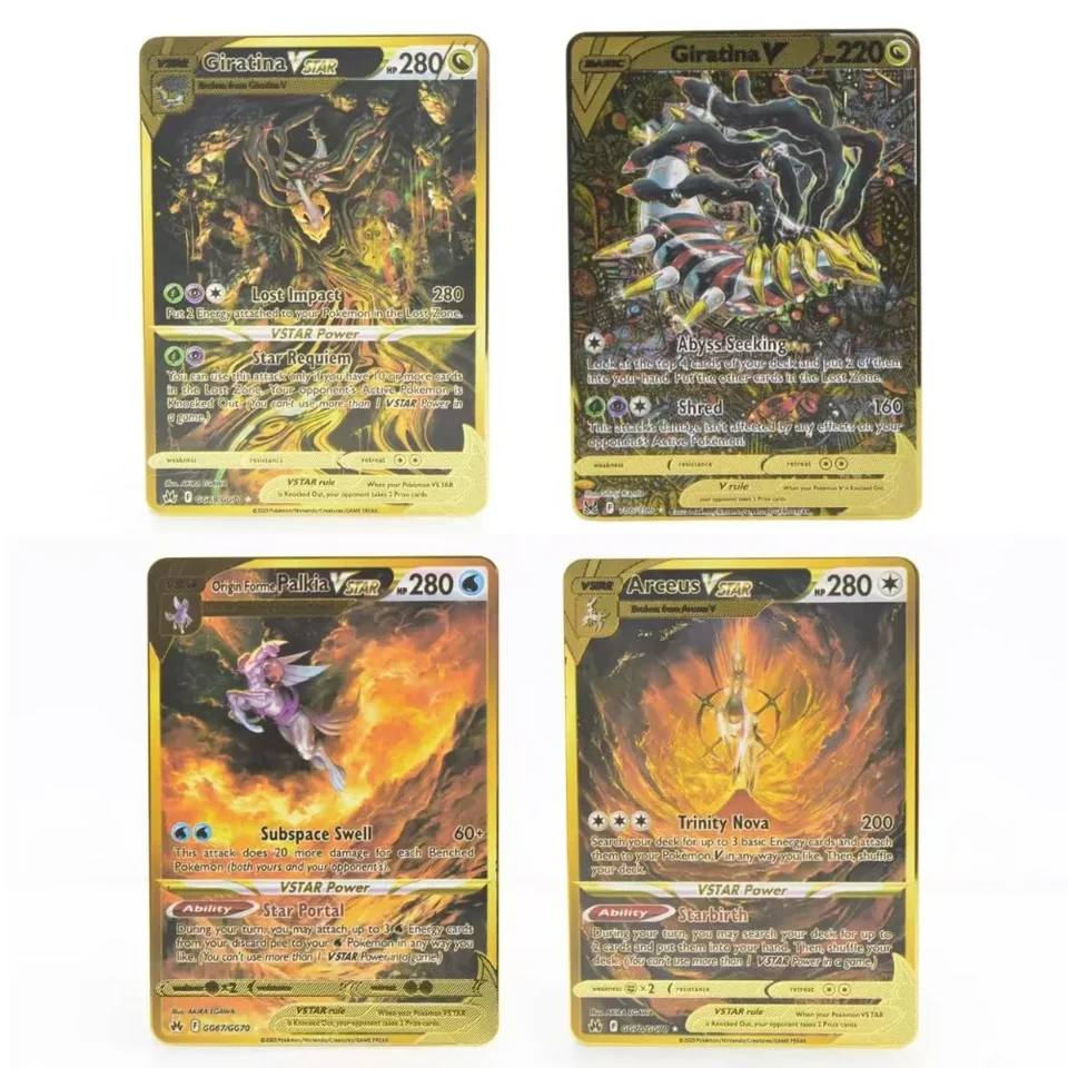 34NEW Pokemon English English Metal Card Anime Pikachu Charizard Mewtwo Blastoise Vmax Shiny Letters Game Collection Card Detské hračky