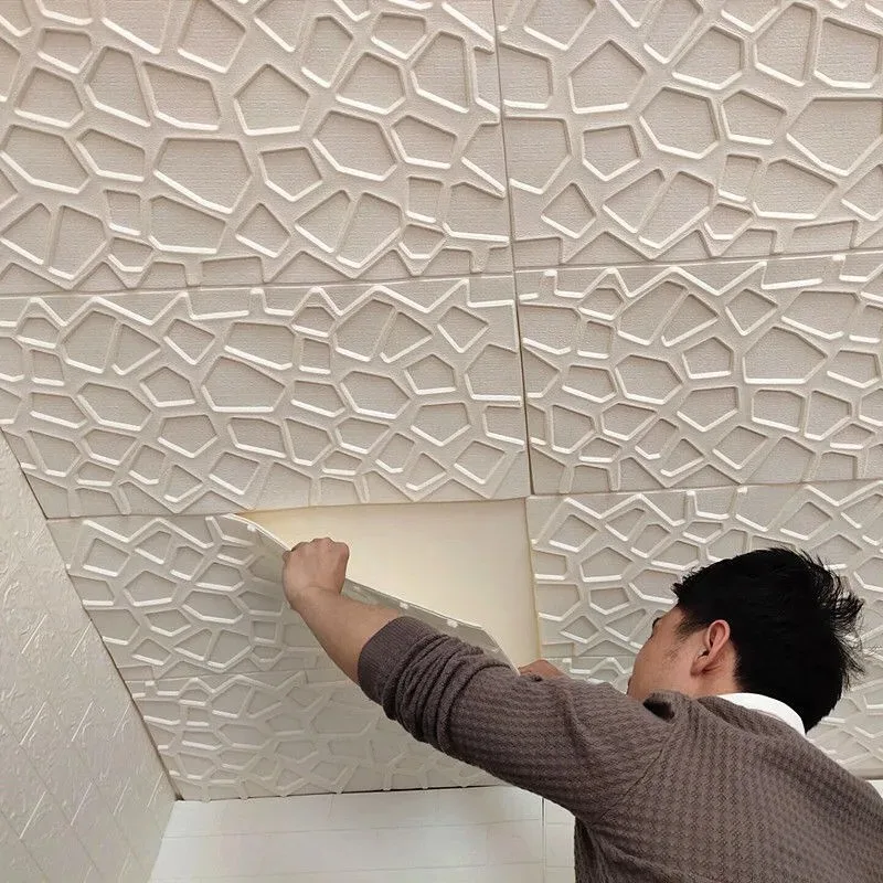 35*35 cm Stropná posteľ dekorácie pozadia Tapeta Peel and Stick Witerproof Decoration Wall Stickers Anti-Collision 3D Home