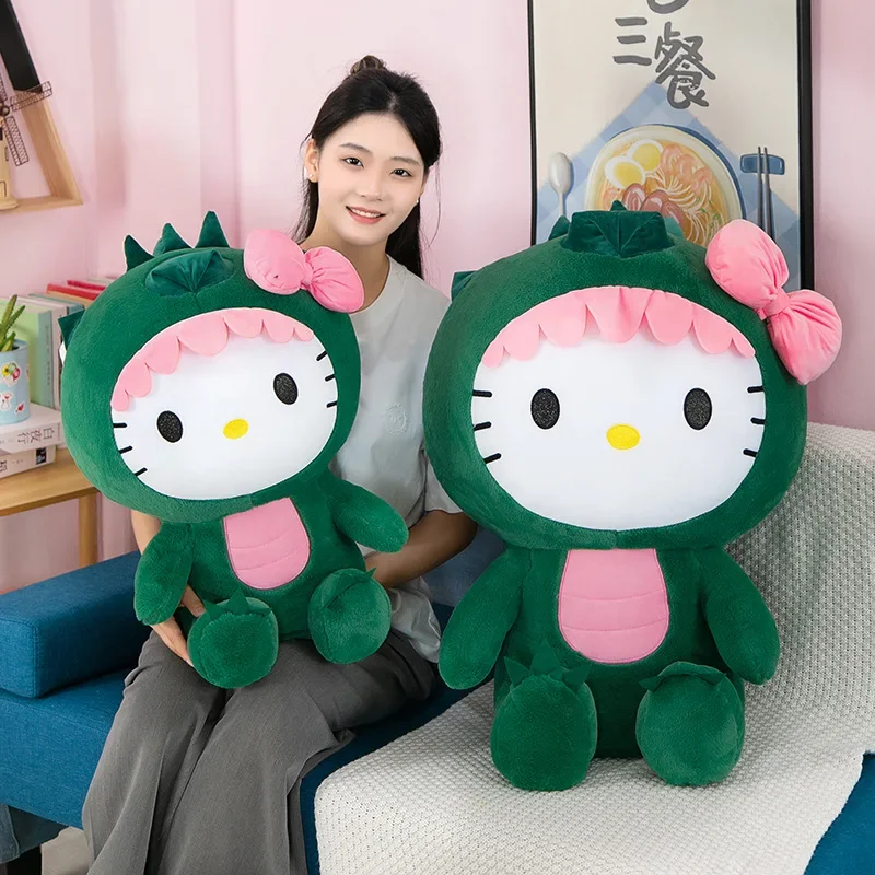 35/50/65 cm Sanrio Kawaii Hello Kitty Cosplay Dinosaur Plush Hračky Cartoon Doll Duzdená