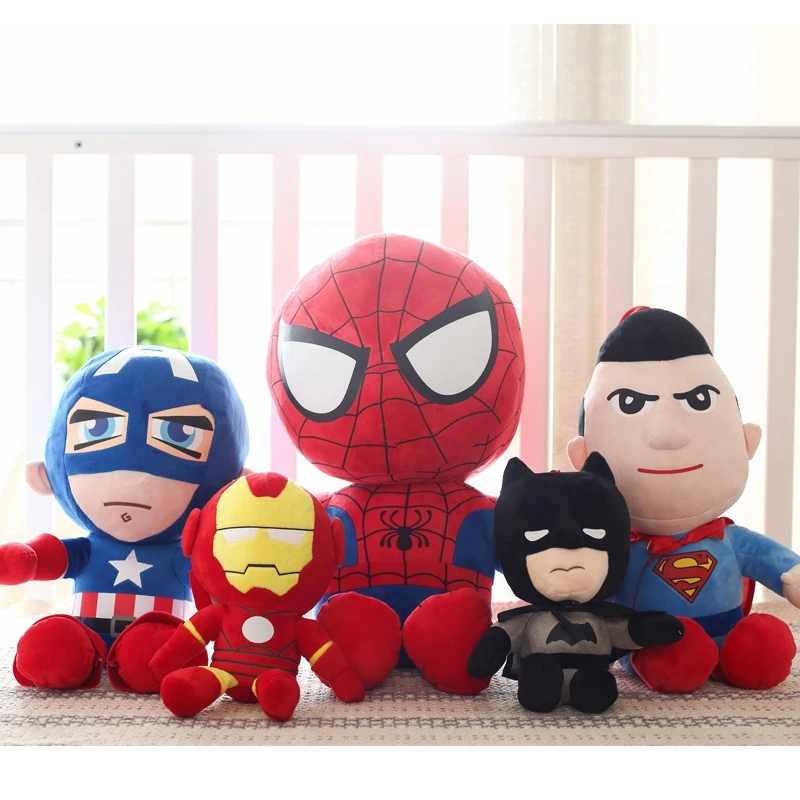 35 cm Marvel the Avengers plyšová hračka kapitána America Spiderman Iron Man Superman Bat Man Cartoon Anime Plnená bábika Vianoce