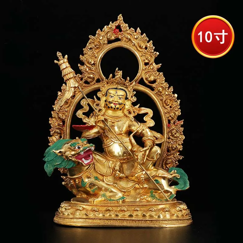 35 cm Veľké zlaté zlatie Buddha mosadzná socha budhizmus Domáci rodina Efektívna vaisravana Vessavana bohat