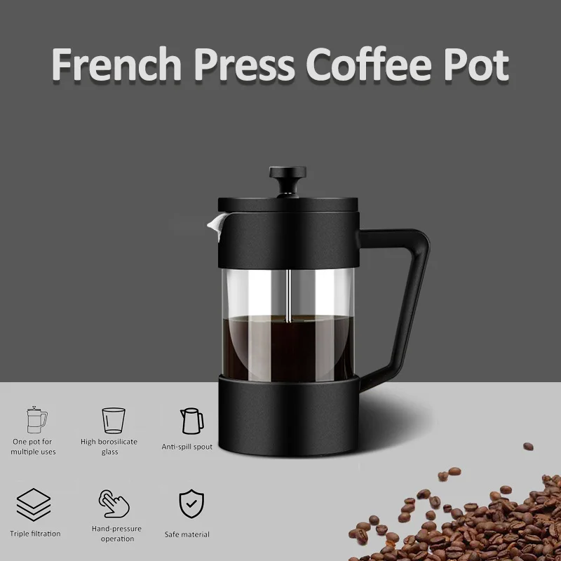350/600/1000 ml francúzsky tlačový kávový hrniec High Borosilikátové sklo Prenosný ručný pivovar Pot Household Kuchynské kávové doplnky