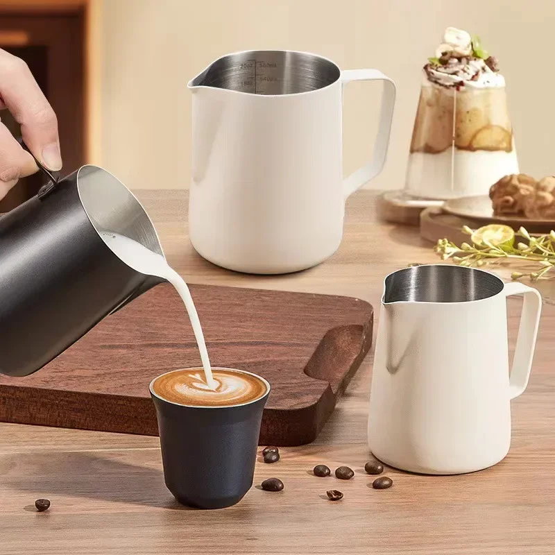 350/600 ml kávové mlieko penové džbán džbánu 304 NEPLATková oceľ Presná stupnica Vysoko kvalitná latte barista profesionálna kaviareň