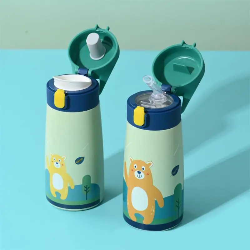 350 ml Kids z nehrdzavejúcej ocele Thermos hrnček s puzdrom karikatúrou nepriestrelnej vákuovej banke Deti tepelný termokup fľaše s vodou