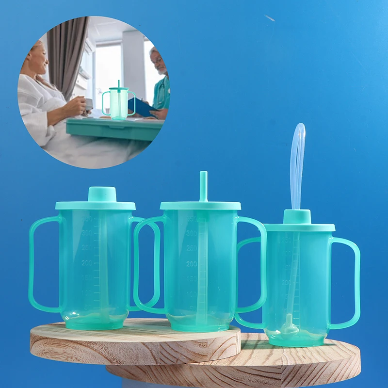 350 ml pre dospelých Sippy Cup 2 Plastový hrnček na pitie pohár postihnutých starším rozliatím Dysphagia Cup Parkinsons AIDS Living Tool