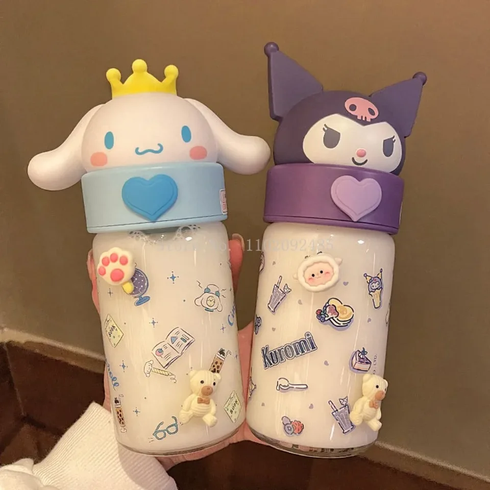 350 ml Sanrio Cinnamoroll Anime Kuromi Melody Mug Cartoon Kawaii Medveď vysoké teploty Športová voda Káva Káva pre deti fľaša na vodu