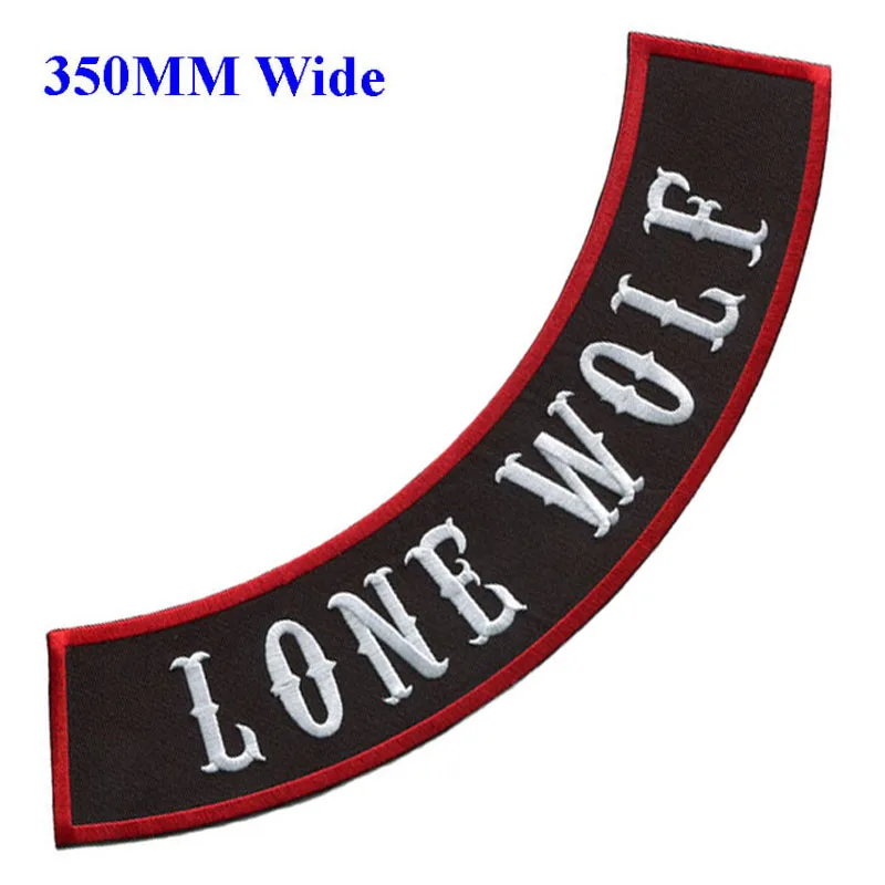 350 mm široký rocker Lone Wolf Patch pre úplnú výšivkovú škvrnu/bordado Flores/šijacie darčeky/Bordados para costura